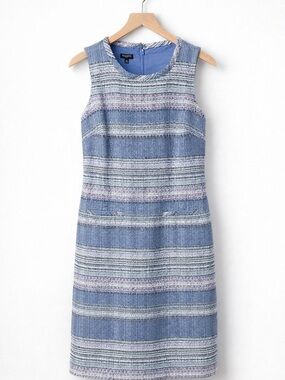 Talbots Blue and White Striped Midi Dress